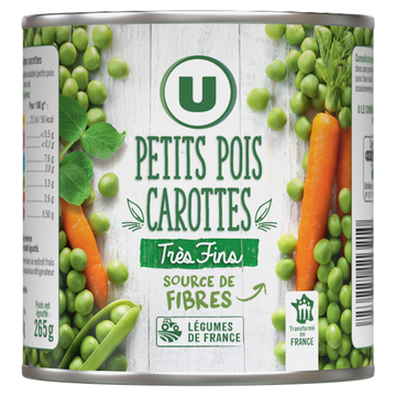 U Petits pois très fins et carottes - Boîte de 265g net égoutté