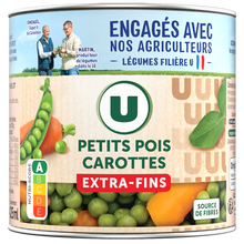 U Petits pois et carottes extra fins - Boîte de 265g net égoutté