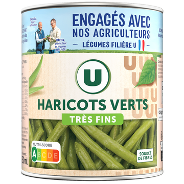 U Haricots verts très fins - Boîte de 440g net égoutté