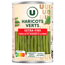 U Haricots verts extra-fins cueillis et rangés à la main - Boite de 220gnet égoutté