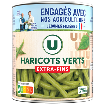 U Haricots verts extra-fins - Boîte de 440g net égoutté