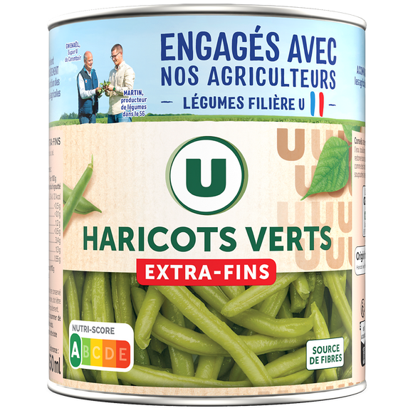 U Haricots verts extra-fins - Boîte de 440g net égoutté
