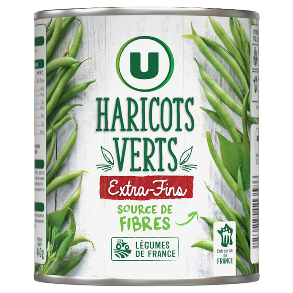U Haricots verts extra-fins - Boîte de 440g net égoutté
