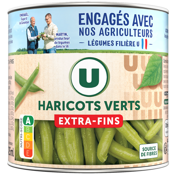U Haricots verts extra-fins - Boîte de 220g net égoutté