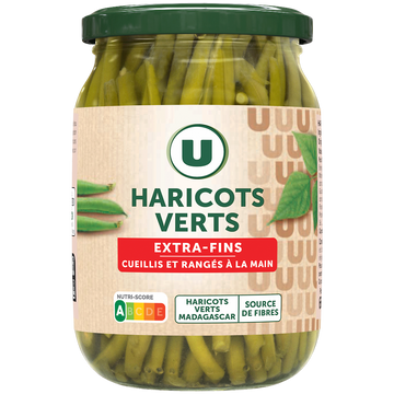U Haricots verts extra-fins - Bocal de 345g net égoutté