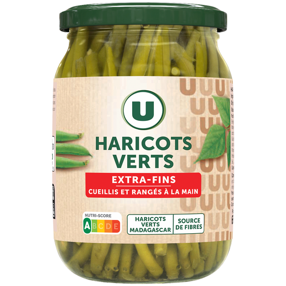 U Haricots verts extra-fins - Bocal de 345g net égoutté
