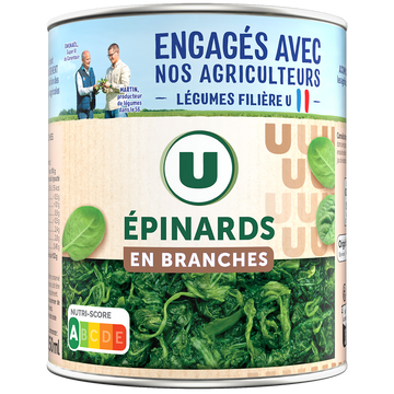 U Epinards en branches - Boîte de 530g net égoutté