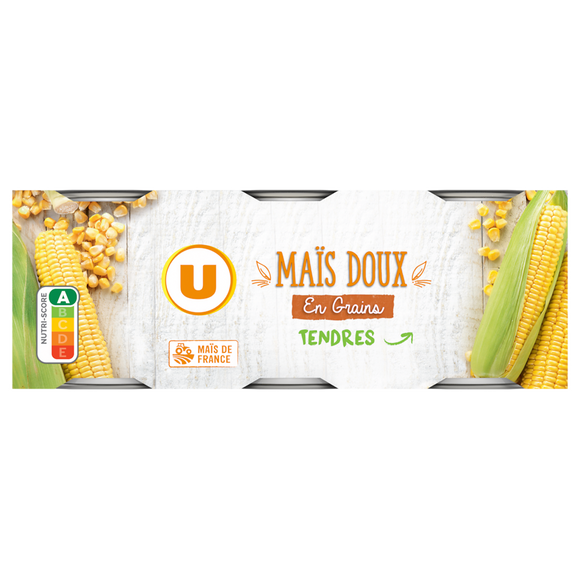 U Maïs doux en grains - 3 boîtes de 140g