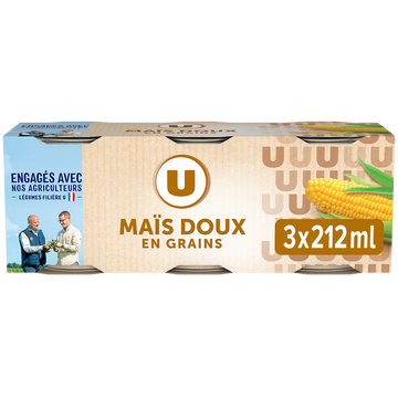 U Maïs doux en grains - 3 boîtes de 140g