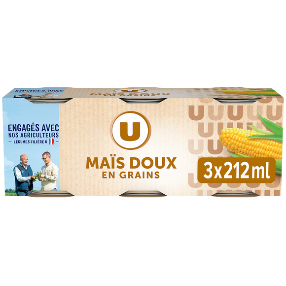 U Maïs doux en grains - 3 boîtes de 140g