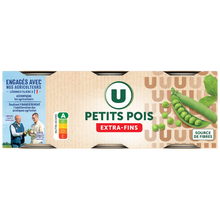 U Petits pois extra-fins à l'étuvée - 3 boîtes de 140g