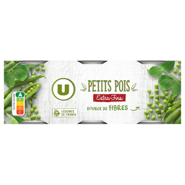 U Petits pois extra-fins à l'étuvée - 3 boîtes de 140g