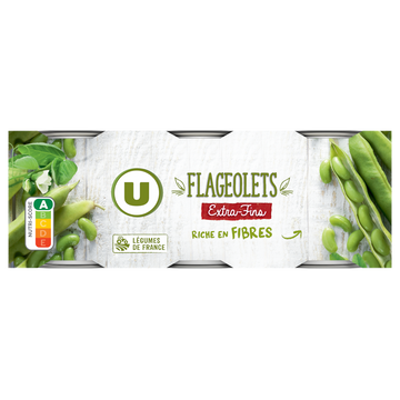 U Flageolets extra-fins - 3 boîtes de 130g