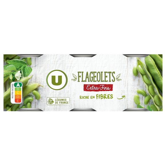 U Flageolets extra-fins - 3 boîtes de 130g