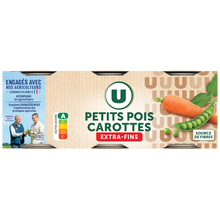 U Petits pois et carottes extra-fins - 3 boîtes de 130g net égoutté
