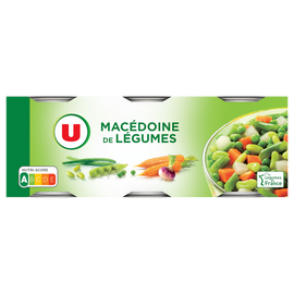 U Macédoine de légumes - 3 boîtes de 130g net égoutté