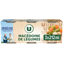 U Macédoine de légumes - 3 boîtes de 130g net égoutté