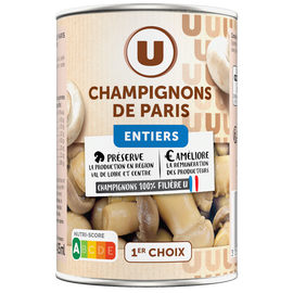 U Champignons de Paris entiers 1er choix - Boîte 230g