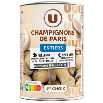 U Champignons de Paris entiers 1er choix - Boîte 230g