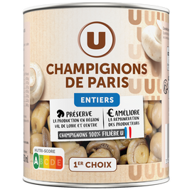 U Champignons de Paris entiers au naturel - Boîte 460g