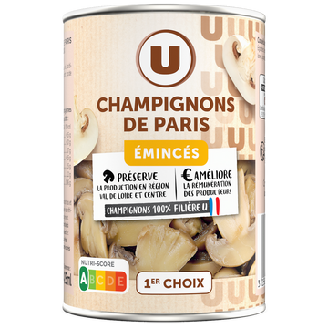 U Champignons de Paris émincés au naturel - Boîte 230g