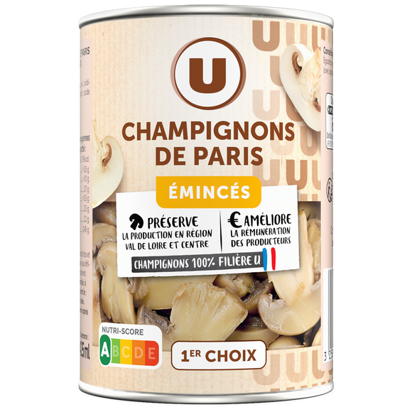 U Champignons de Paris émincés au naturel - Boîte 230g