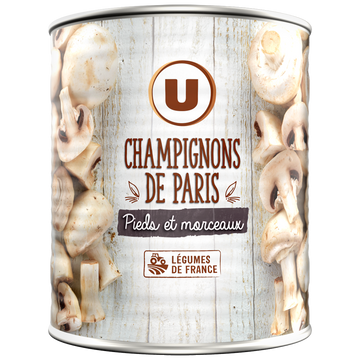 U Champignons de Paris pieds & morceaux - Boîte 460g