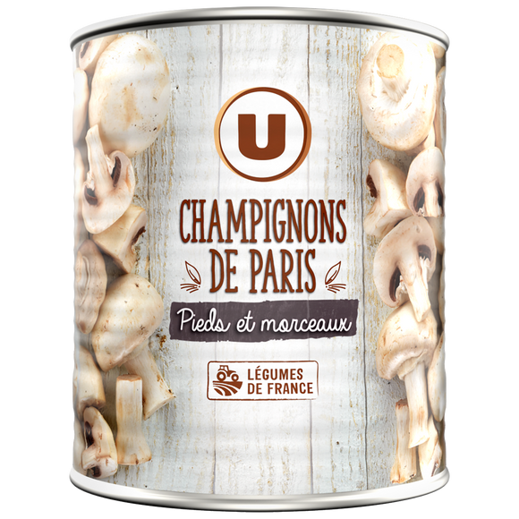 U Champignons de Paris pieds & morceaux - Boîte 460g