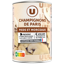 U Champignons de Paris pieds et morceaux - Boîte de 230g net égoutté