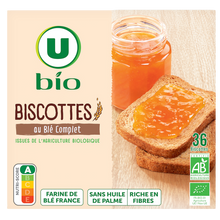 U BIO Biscottes au blé complet, boîte x36 tranches, 300g