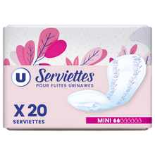 U Serviettes incontinence mini pour fuites urinaires x20