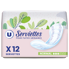 U Serviettes incontinence normal pour fuites urinaires, x12