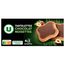 U Tartelettes carrées parfum chocolat noisette paquet de 127g