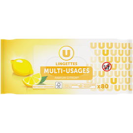 U Lingettes multi-usages parfum citron  x80