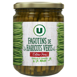 U Haricots verts extra-fins en fagotins - Bocal de 220g net égoutté