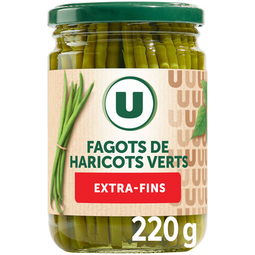 U Haricots verts extra-fins en fagotins - Bocal de 220g net égoutté