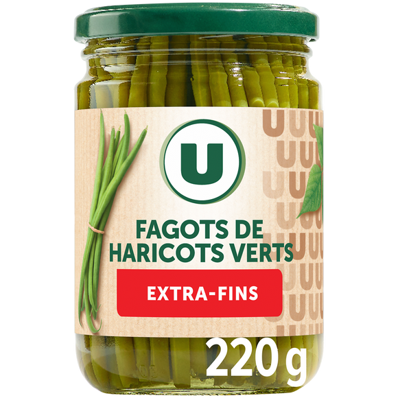 U Haricots verts extra-fins en fagotins - Bocal de 220g net égoutté