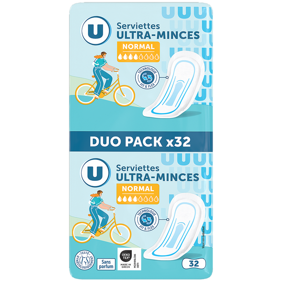 U Duopack serviettes ultra-minces normal x32 U