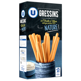 U Gressins nature à l'huile d'olive   paquet de 125g