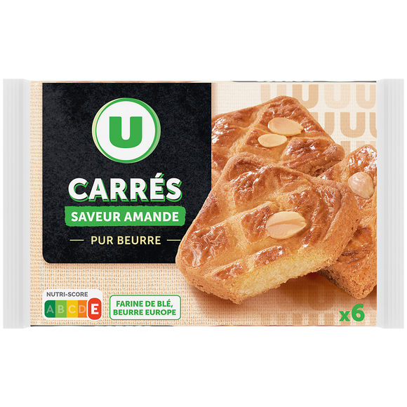 U carrés fourrés saveur amande pur beurre 6 unités 280g