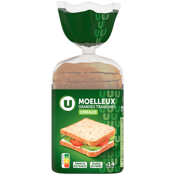 U Pain de mie grandes tranches aux céréales 550g