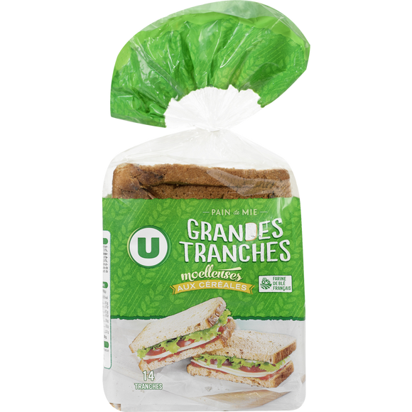 U Pain de mie grandes tranches aux céréales  550g