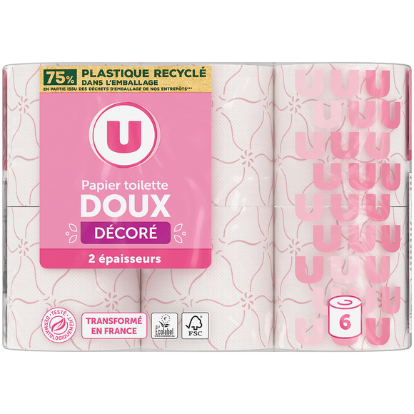 U Papier toilette décoré 2 plis 6 rouleaux
