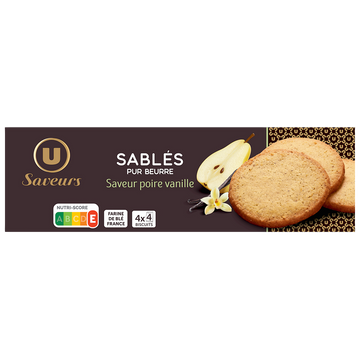 U SAVEURS Sablés pur beurre saveur poire vanille U SAVEURS, étui 120g