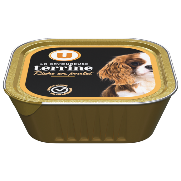 U Aliment pour chien Savoureuse terrine riche en poulet pour chien  300G
