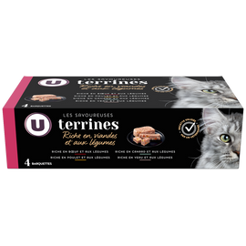 U Sachets fraîcheur pour chat Les savoureuses terrines riche en viandes& légumes - 4x100g