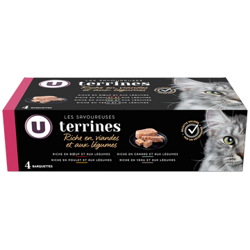 U Sachets fraîcheur pour chat Les savoureuses terrines riche en viandes& légumes - 4x100g