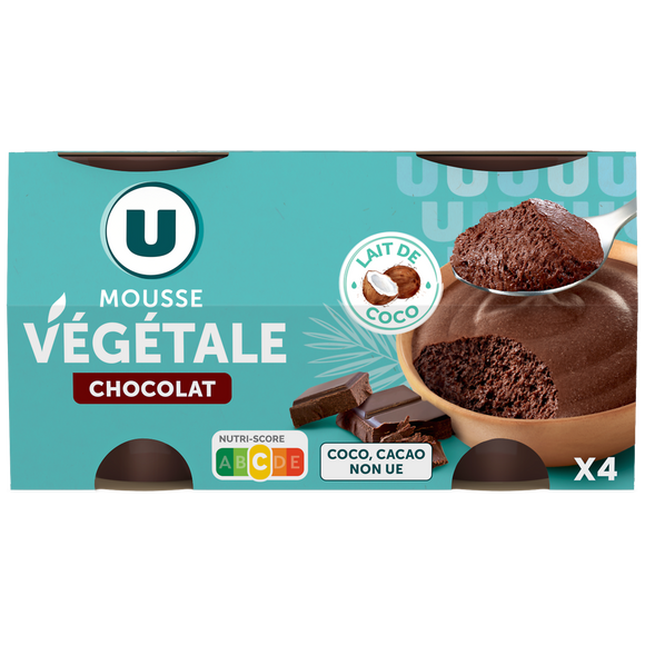 U Mousse végétale chocolat - 4x55g