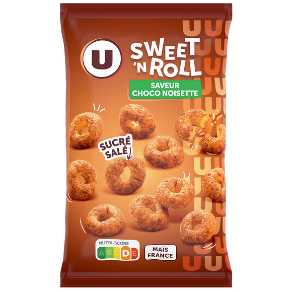 U Confiserie Sweet'roll saveur choco noisette, sachet 100g
