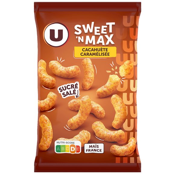 U Confiserie Sweet'n max cacahuète caramélisée, sachet 90g